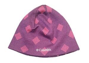 Columbia Youth Reversible Beanie Maroon Pink Geo EUC